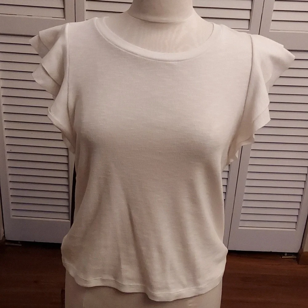 GAP White Ruffle Sleeve Tank Top - Picture 2 of 6